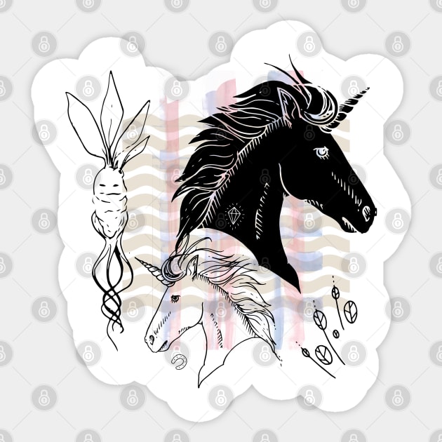 Unicorns - collage watercolor Sticker by NJORDUR